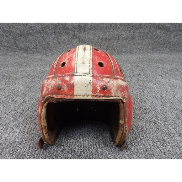 1930's Vintage Macgregor Fibre-Reinforced 8-Strap Leather Helmet HC18Game Worn